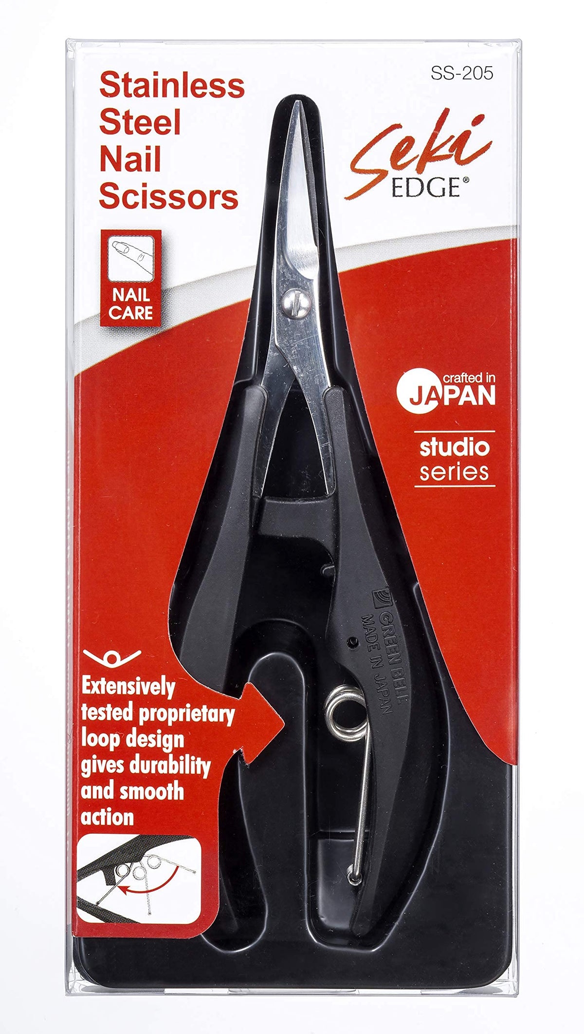 Ergonomic hand finished Japanese nail trimming scissors for precise personal care routine.
