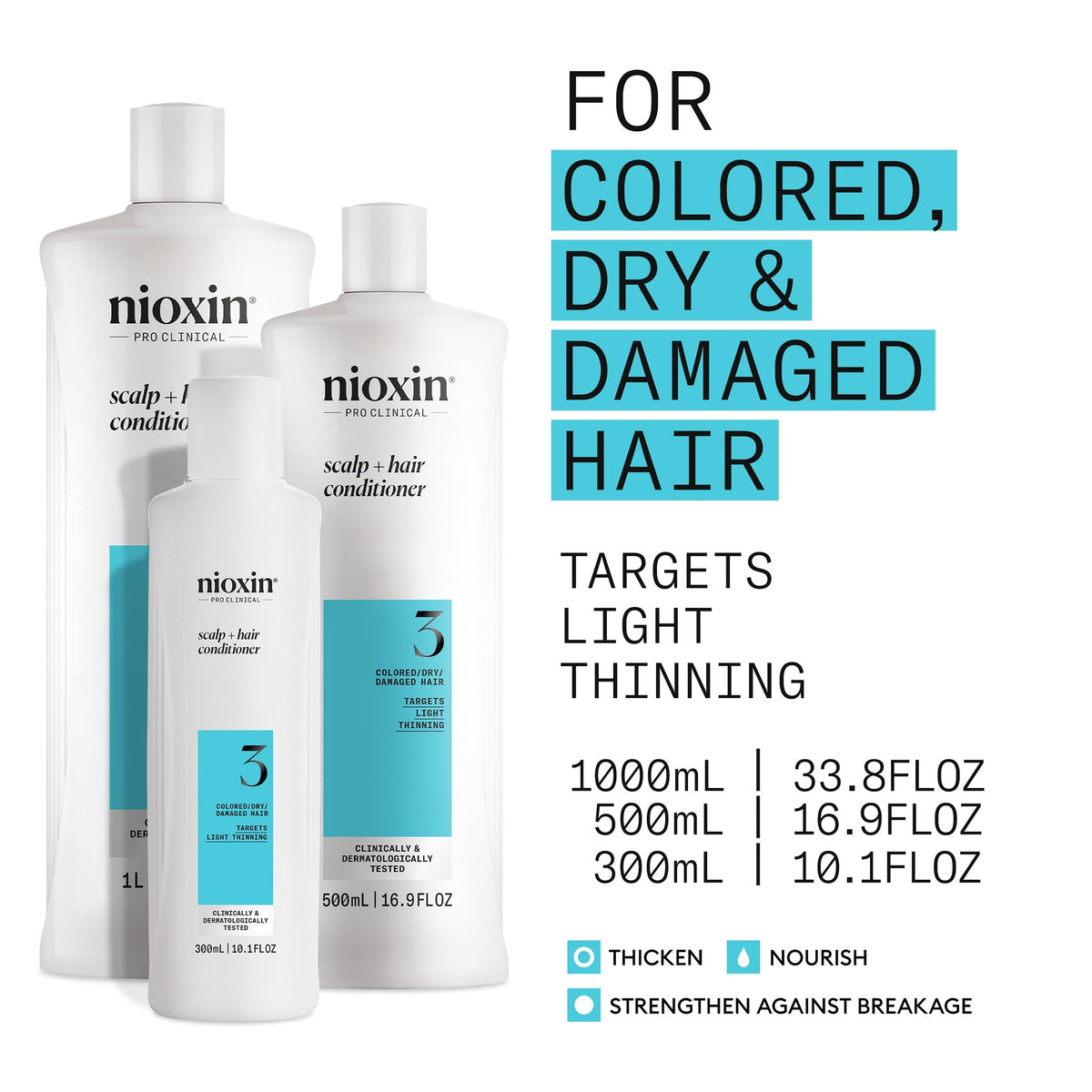 Back view of Nioxin System 3 thickening conditioner packaging