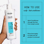 Application of Nioxin conditioner on wet hair
