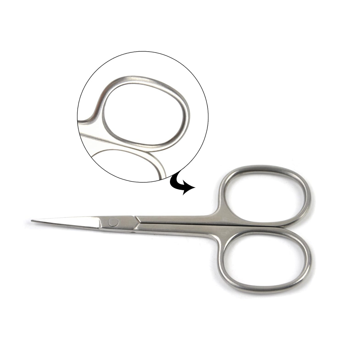 Close up view of the ergonomic handles on the Ideal Tek grooming scissors