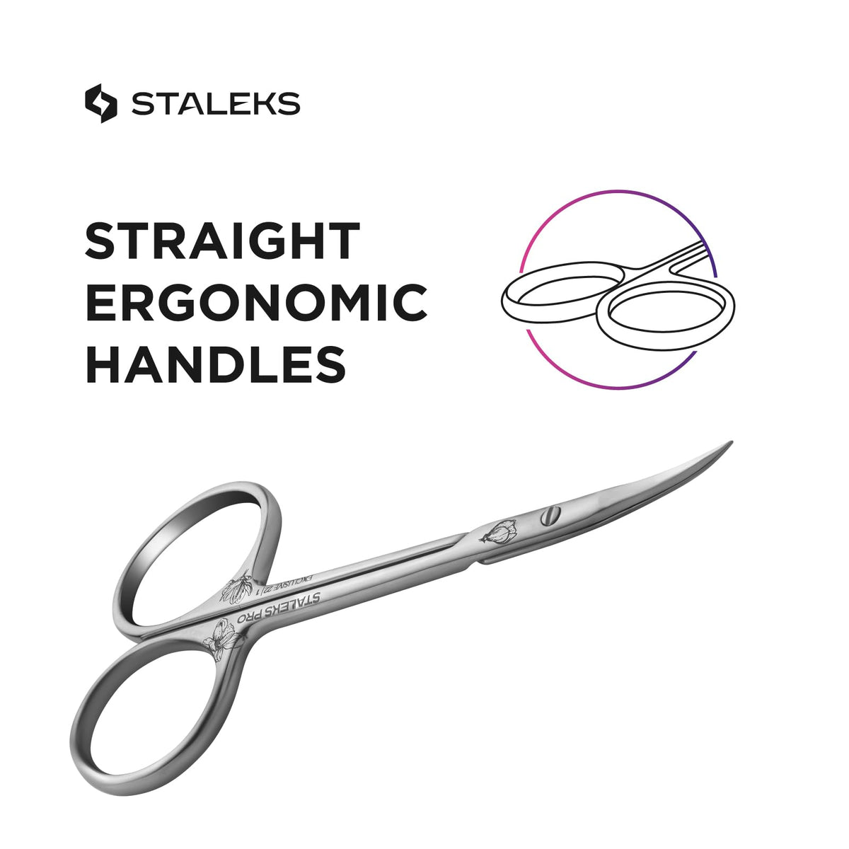 Detail shot of the microscopic manual sharpening on the twenty-one millimeter blades of the Staleks Exclusive scissors.