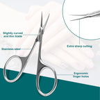 CGBE beauty scissors being used for precise eyebrow shaping and trimming.