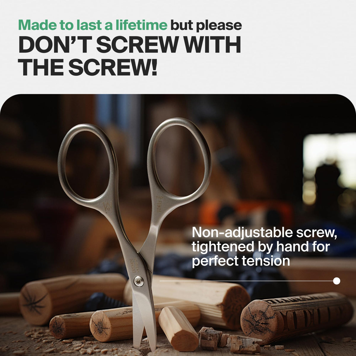 Artisan crafted GERmanikure professional manicure scissors showing the precision screw setup.
