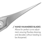 Side view angle of the ergonomic handles on the GERmanikure tower point scissors.