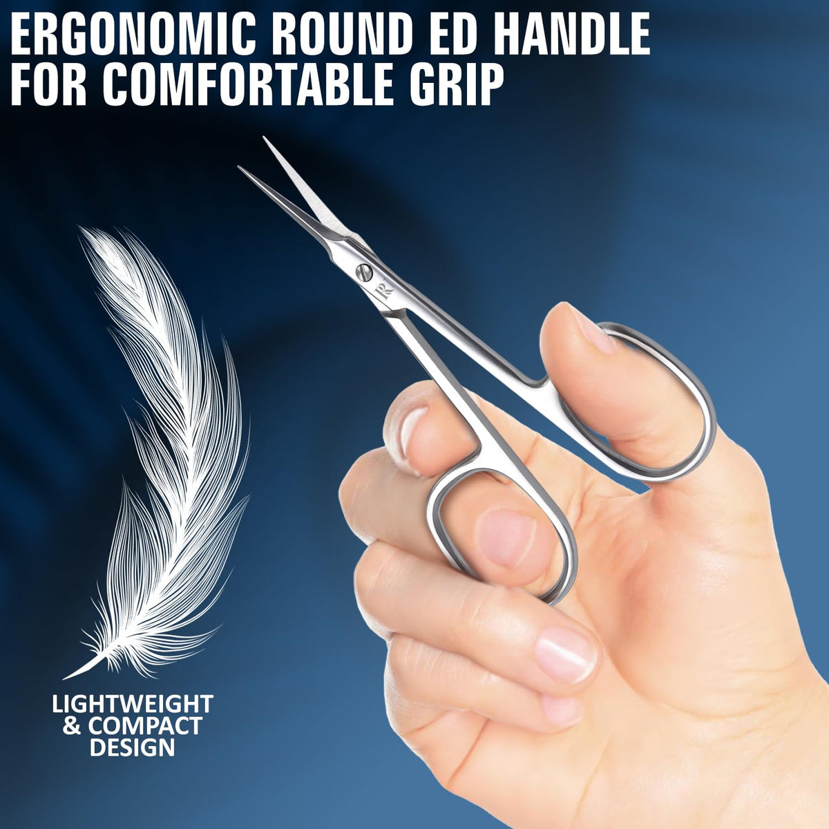 THRAU small manicure scissors highlighting ergonomic finger loops for steady control