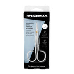 Side angle view highlighting the sleek satin finish and premium build of the Italian made scissors.