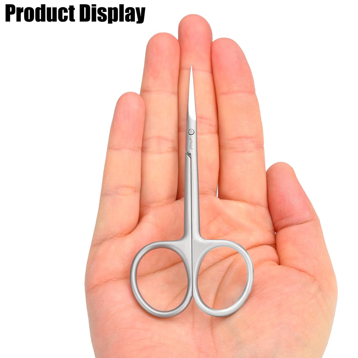 LePinko fine tip nail care scissors showing the durable steel rivet construction.