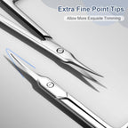Close-up view of the ultra-sharp extra-fine pointed tips on the ESVIENS professional grooming tool.