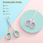 Ergonomic rubber ring handles on the stainless steel cuticle scissors demonstrating comfortable finger grip.