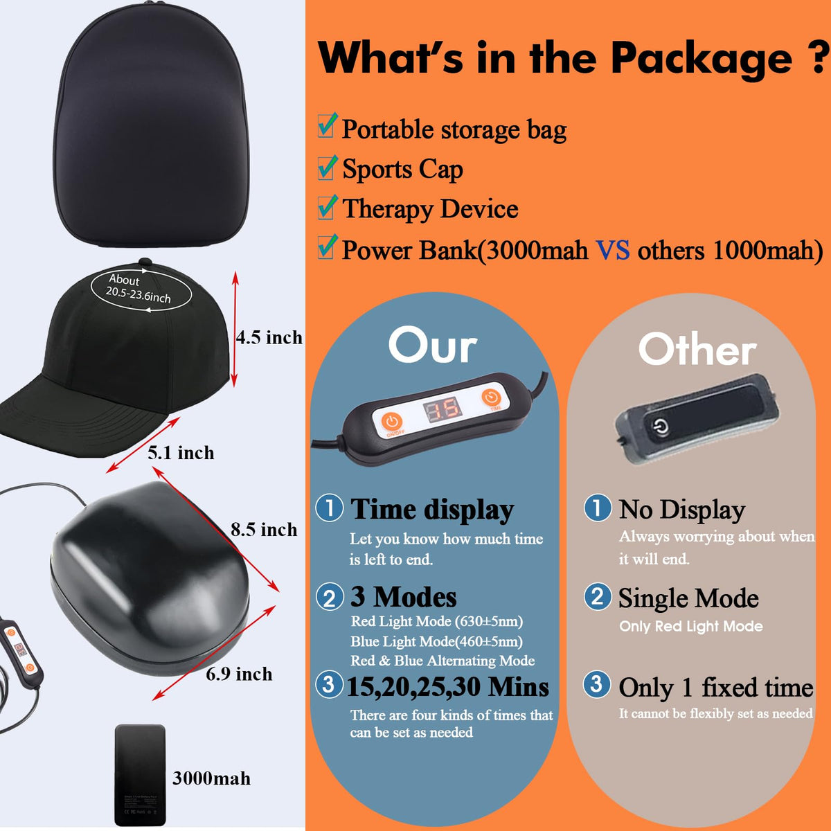 Components of AmaBiuty red and blue light therapy kit