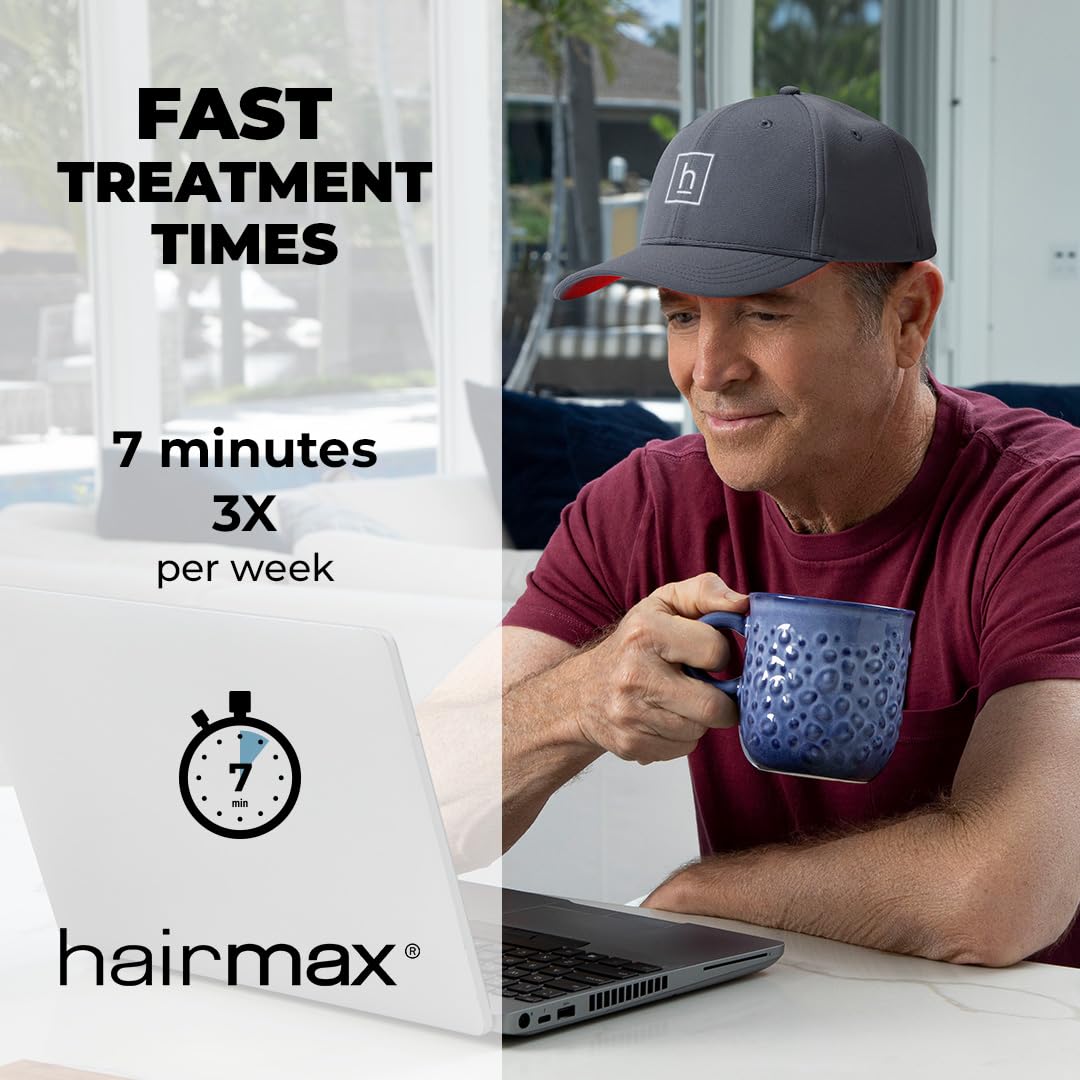 User demonstrating Hairmax Powerflex 272 laser cap fit