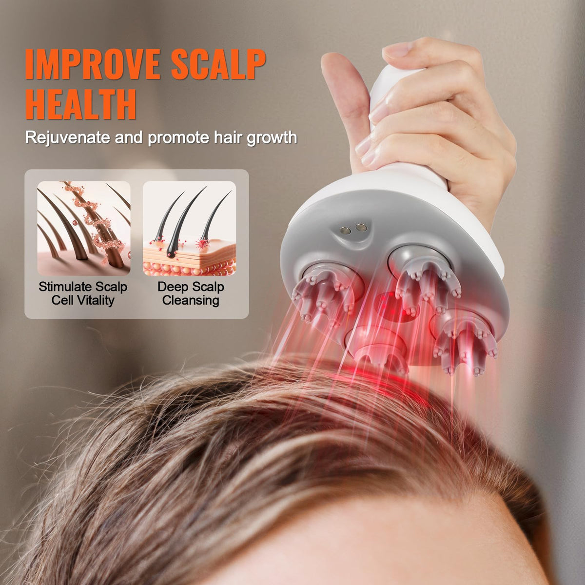Vevor head massager being used for scalp relaxation
