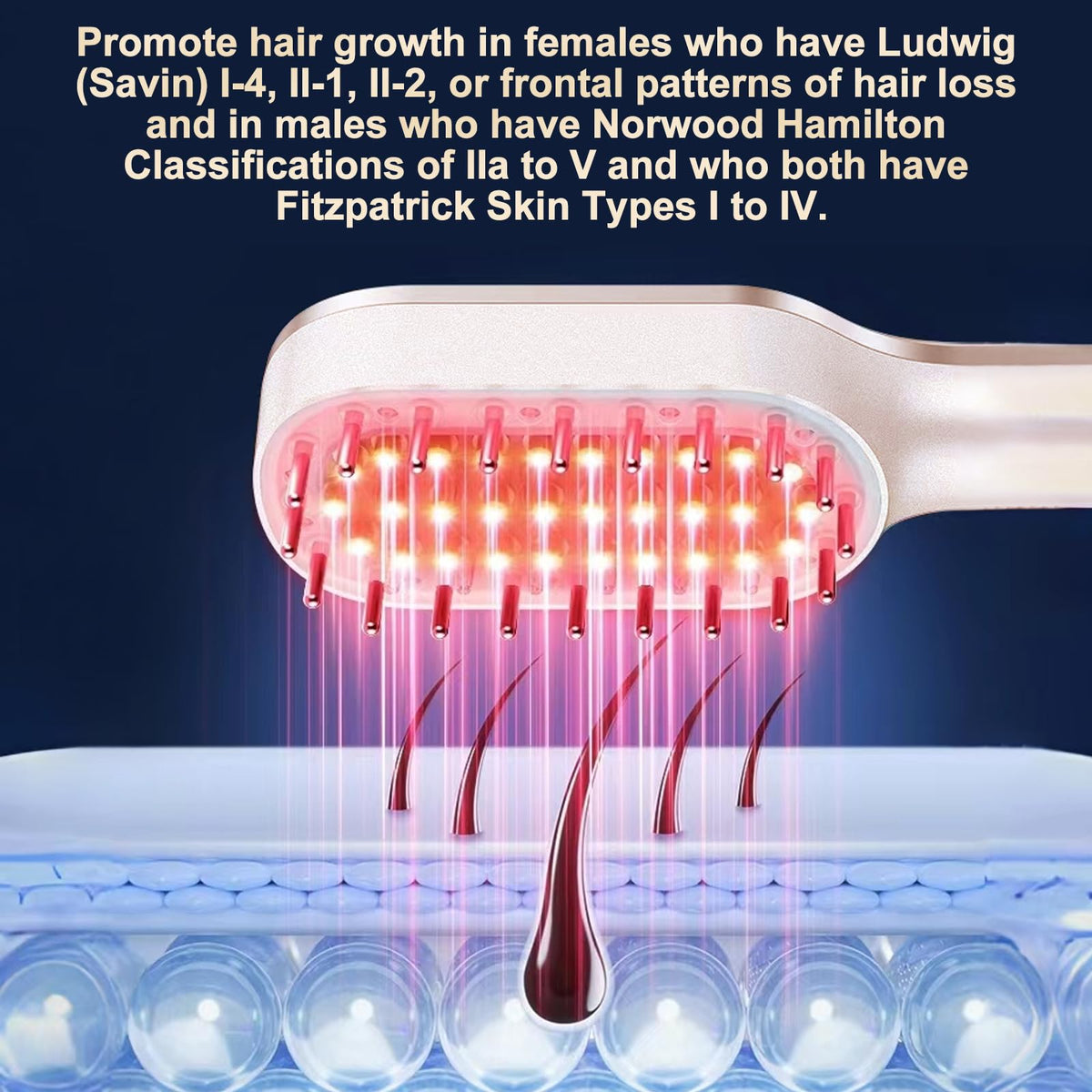 Cordless laser therapy device for hair thinning