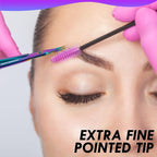 Close up view of the extra sharp pointed tips on the curved scissors