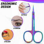 Manicure and pedicure grooming scissors with vibrant multi color coating