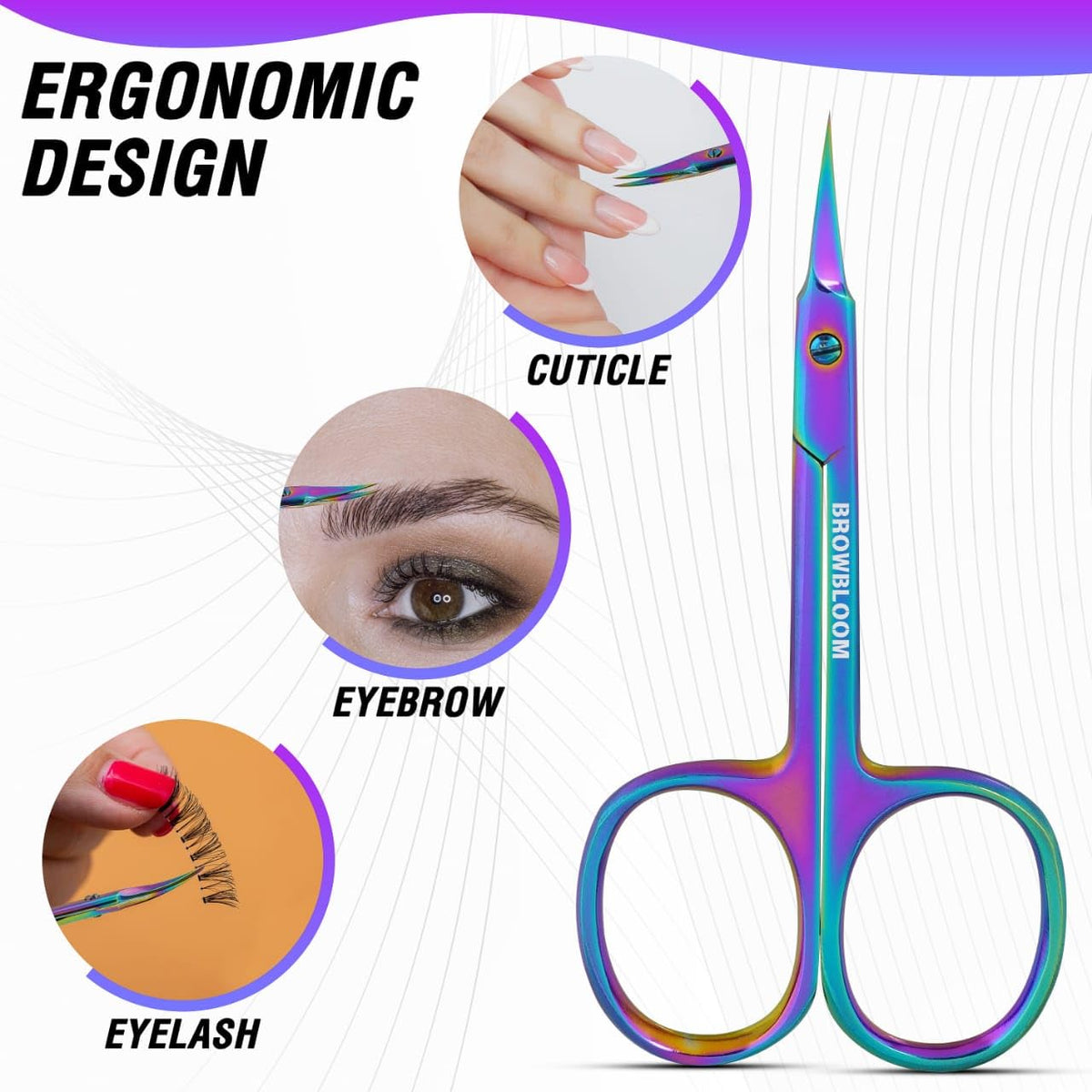 Manicure and pedicure grooming scissors with vibrant multi color coating