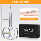 THRAU small curved blade scissors showing high density steel texture