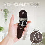 marQus German steel grooming scissors resting next to its premium protective travel case.