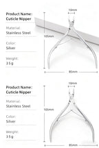 Durable silver cuticle clippers positioned safely on a clean salon workstation background.