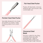 Precision cuticle pusher and trimmer set for manicure