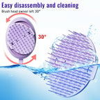 Ergonomic purple scalp massager design detail