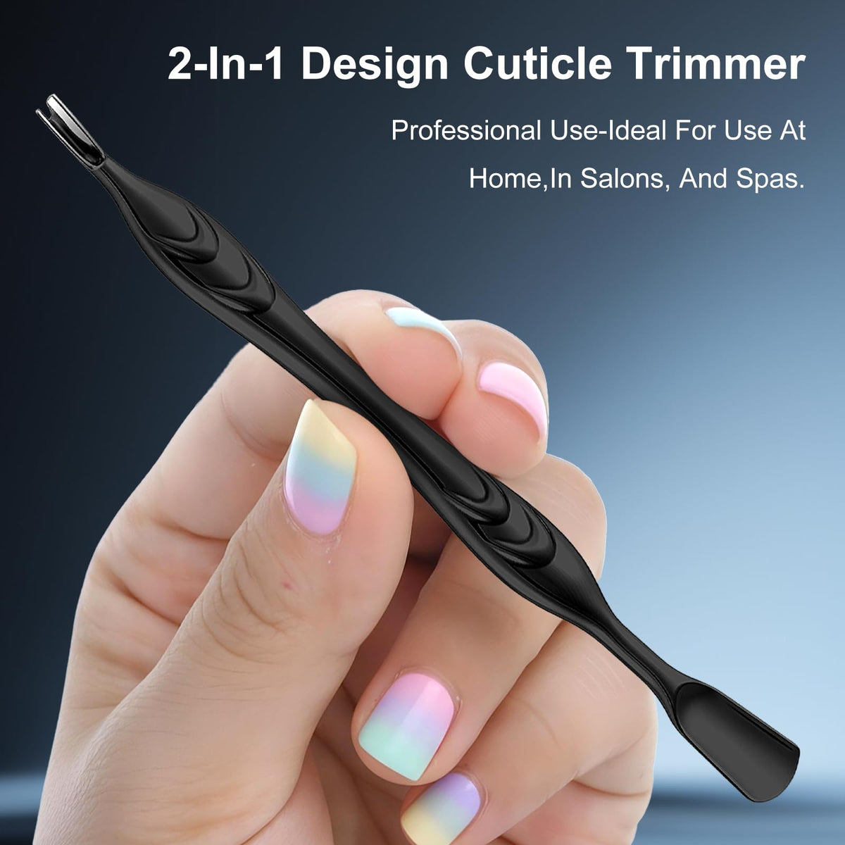 Side profile of stainless steel cuticle remover tool