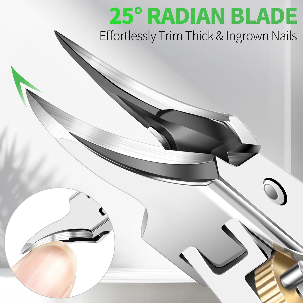 GJNL nail clipper 16mm jaw opening closeup for thick nails