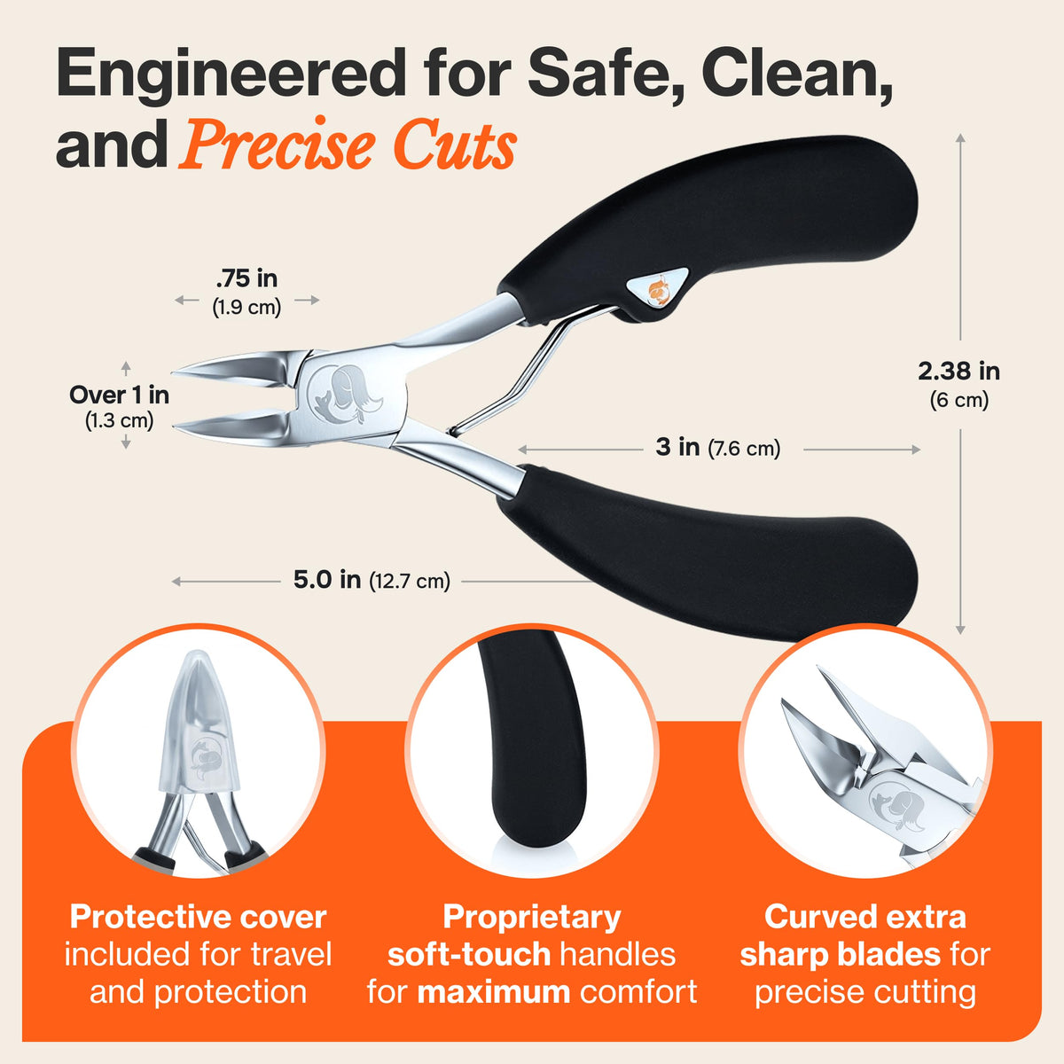 Close up of heavy-duty toenail clipper jaw for ingrown nails