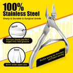 Heavy duty stainless steel nail nipper being used safely to trim thick toenails straight across