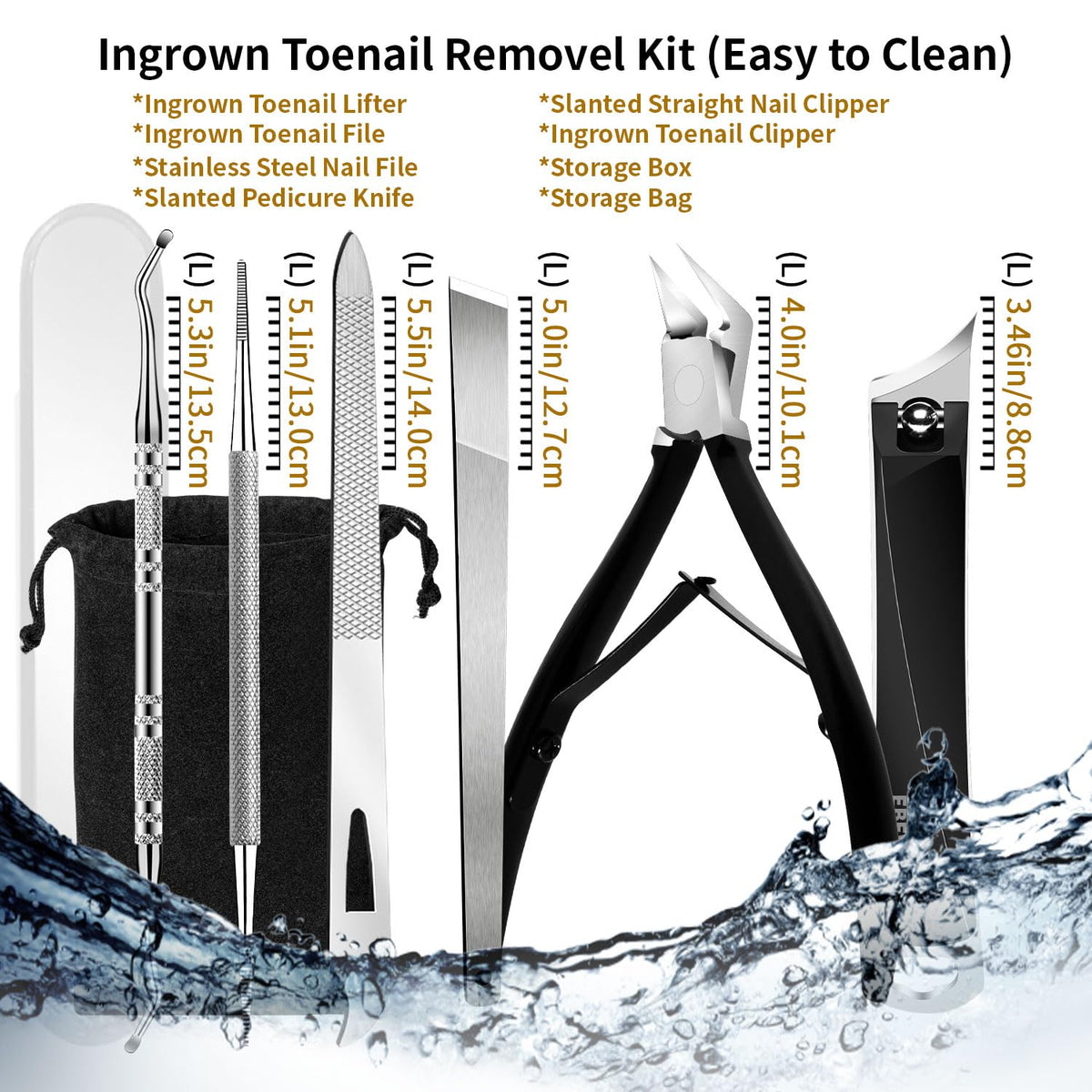 EBEWANLI stainless steel nail care set in black handle finish