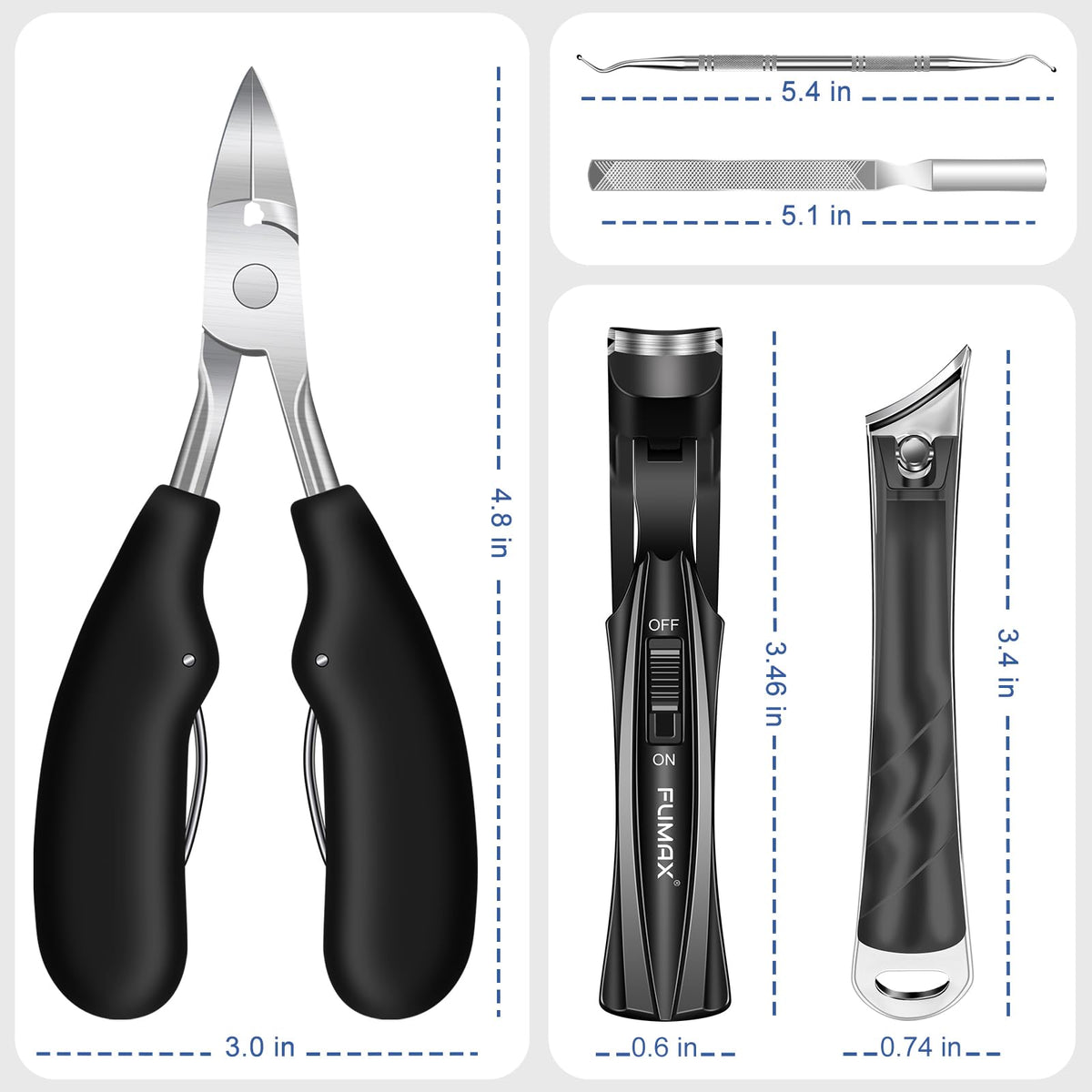 Fumax toenail clippers for seniors in travel case