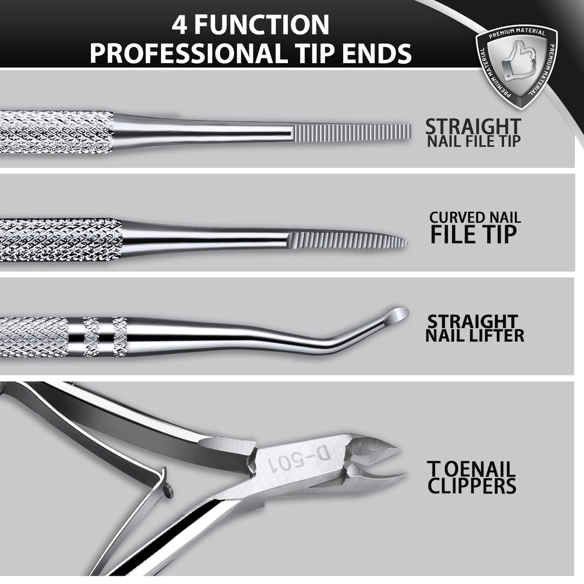 Stainless steel ingrown toenail clipper showing blade quality