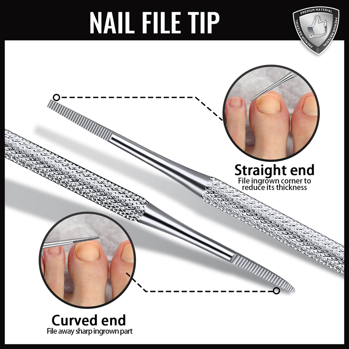 Close up of non-slip handle design on Teenitor nail tools