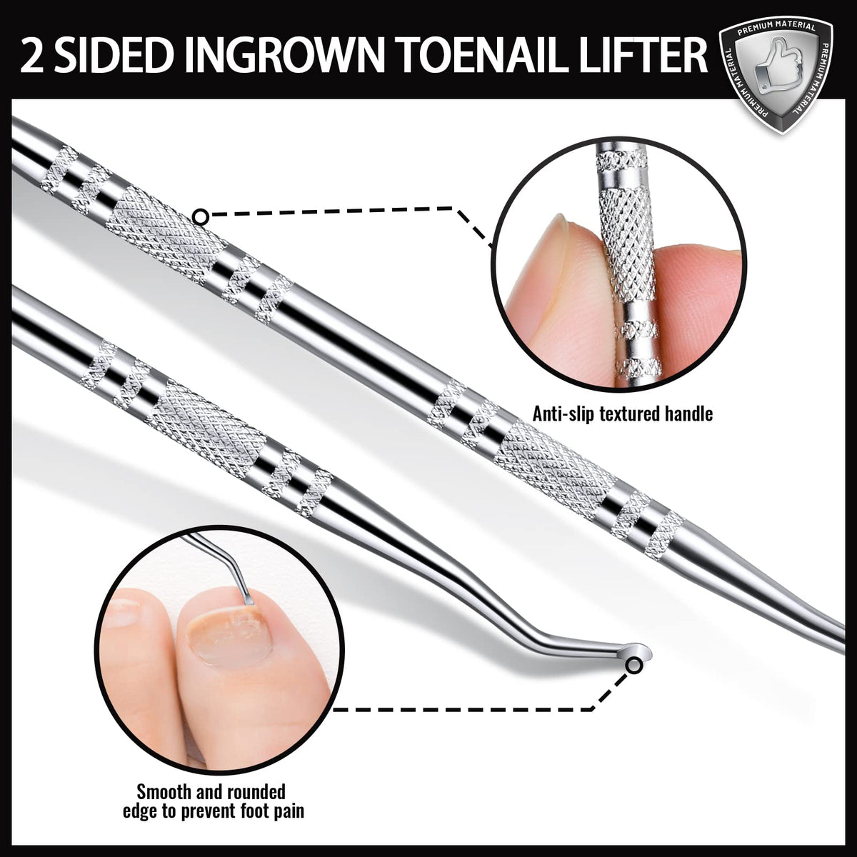 Professional grade stainless steel pedicure kit for thick nails