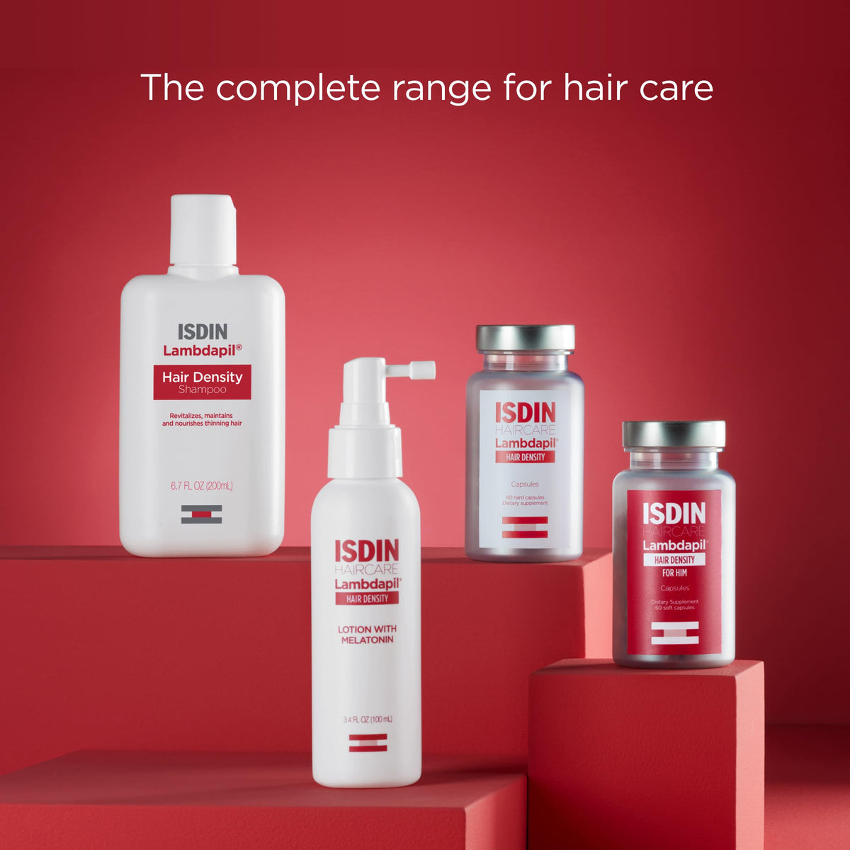 Side view of ISDIN Lambdapil thickening shampoo fluid ounce measurement display