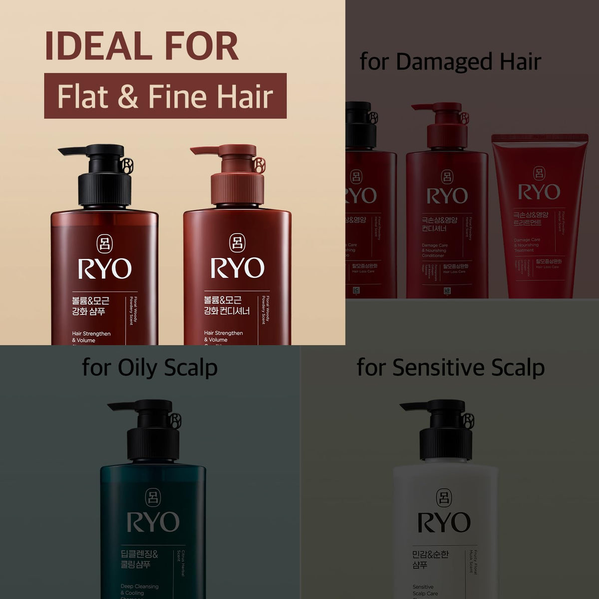 Ryo root strengthening shampoo packaging highlighting the anti loss care description