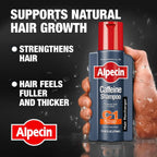 Alpecin hair performance enhancer caffeine shampoo formula close up view
