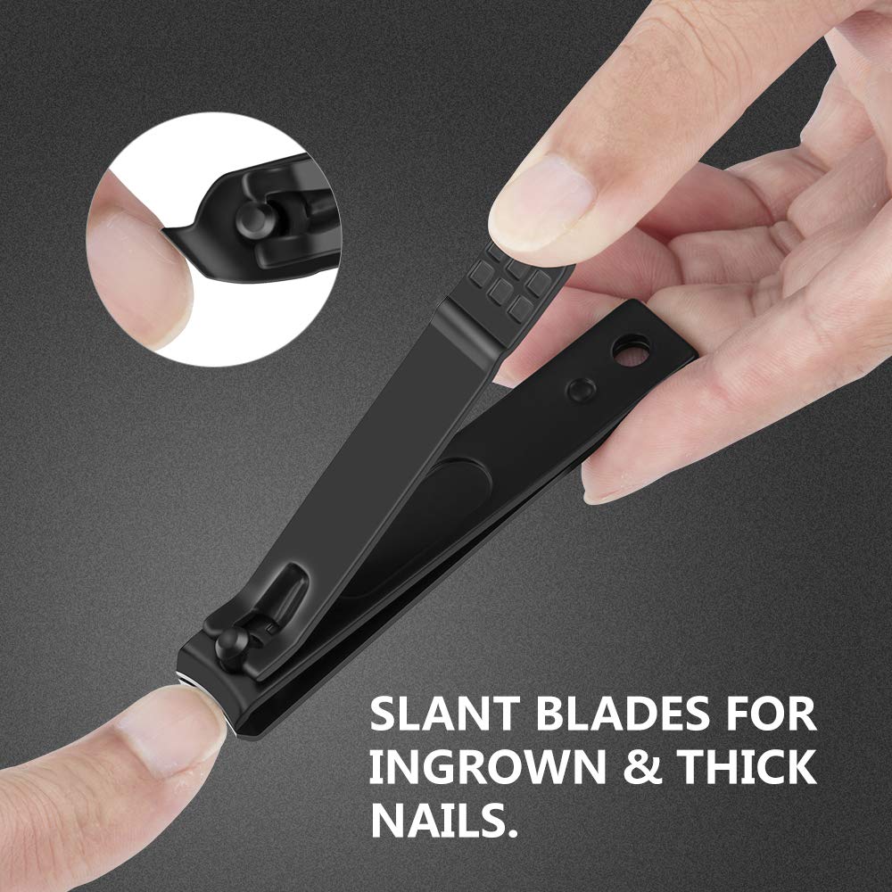 Travel friendly Adulahi black matte nail clipper set in a pouch