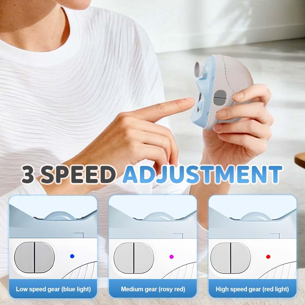 Poouty automatic nail trimmer showing speed control button