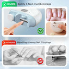 Poouty electric nail clipper side profile with storage compartment