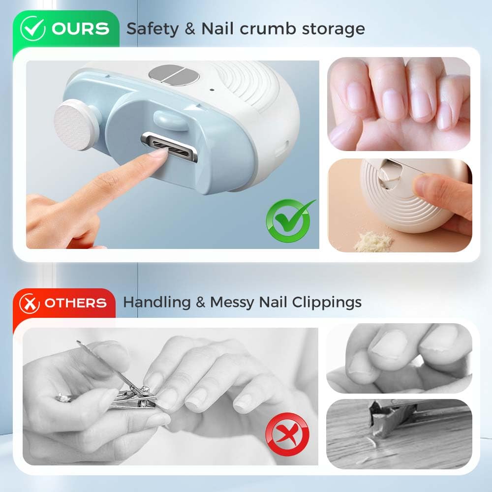 Poouty electric nail clipper side profile with storage compartment