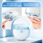 Poouty nail trimmer showing the integrated polishing head