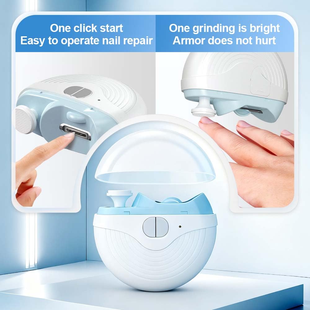 Poouty nail trimmer showing the integrated polishing head