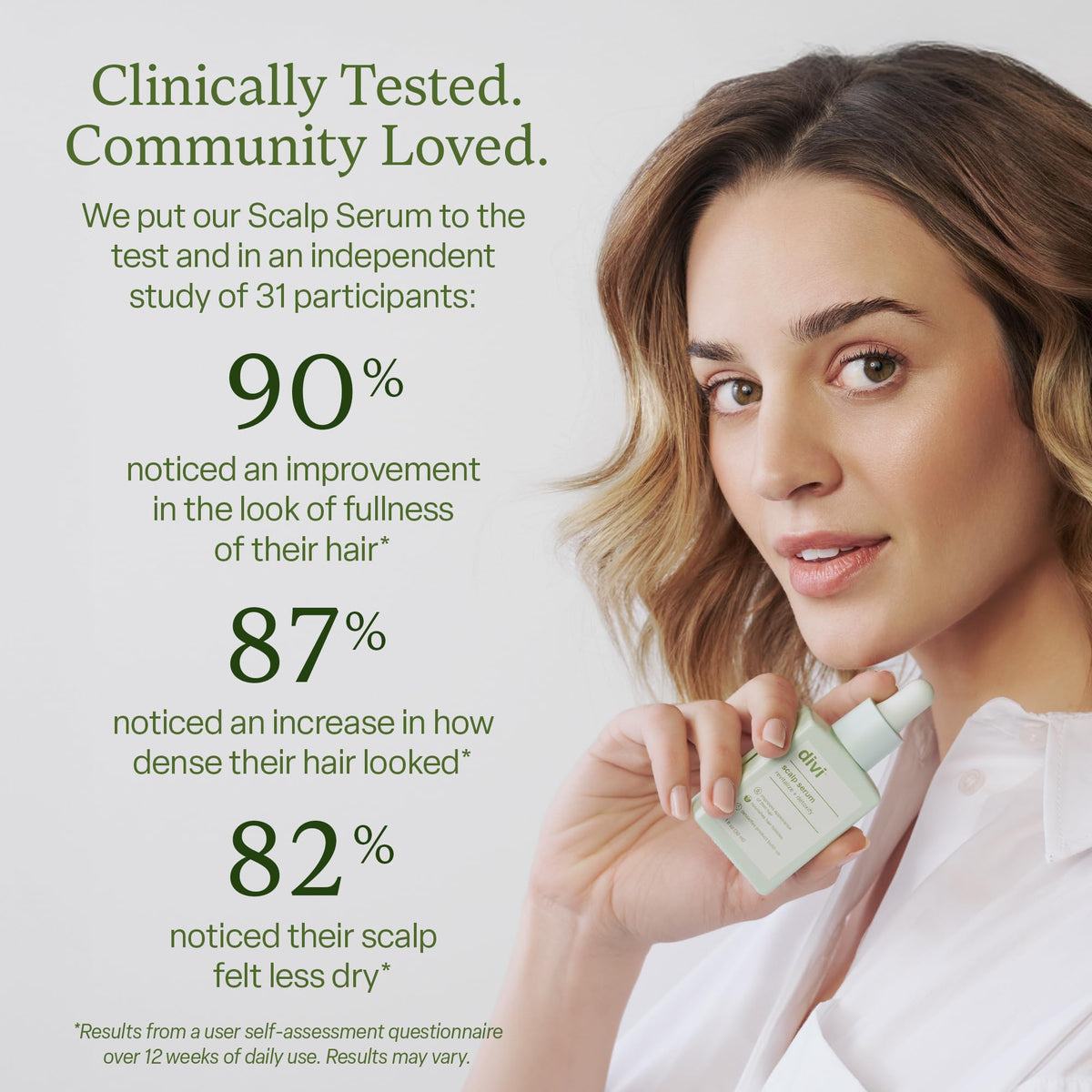 Divi Scalp Serum thirty milliliters bottle close up view for root care.