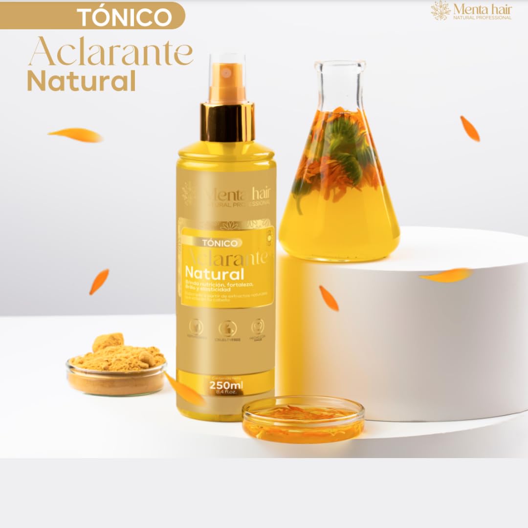 Menta Hair progressive hair lightener spray lotion with chamomile and turmeric for blonde and light brown hair