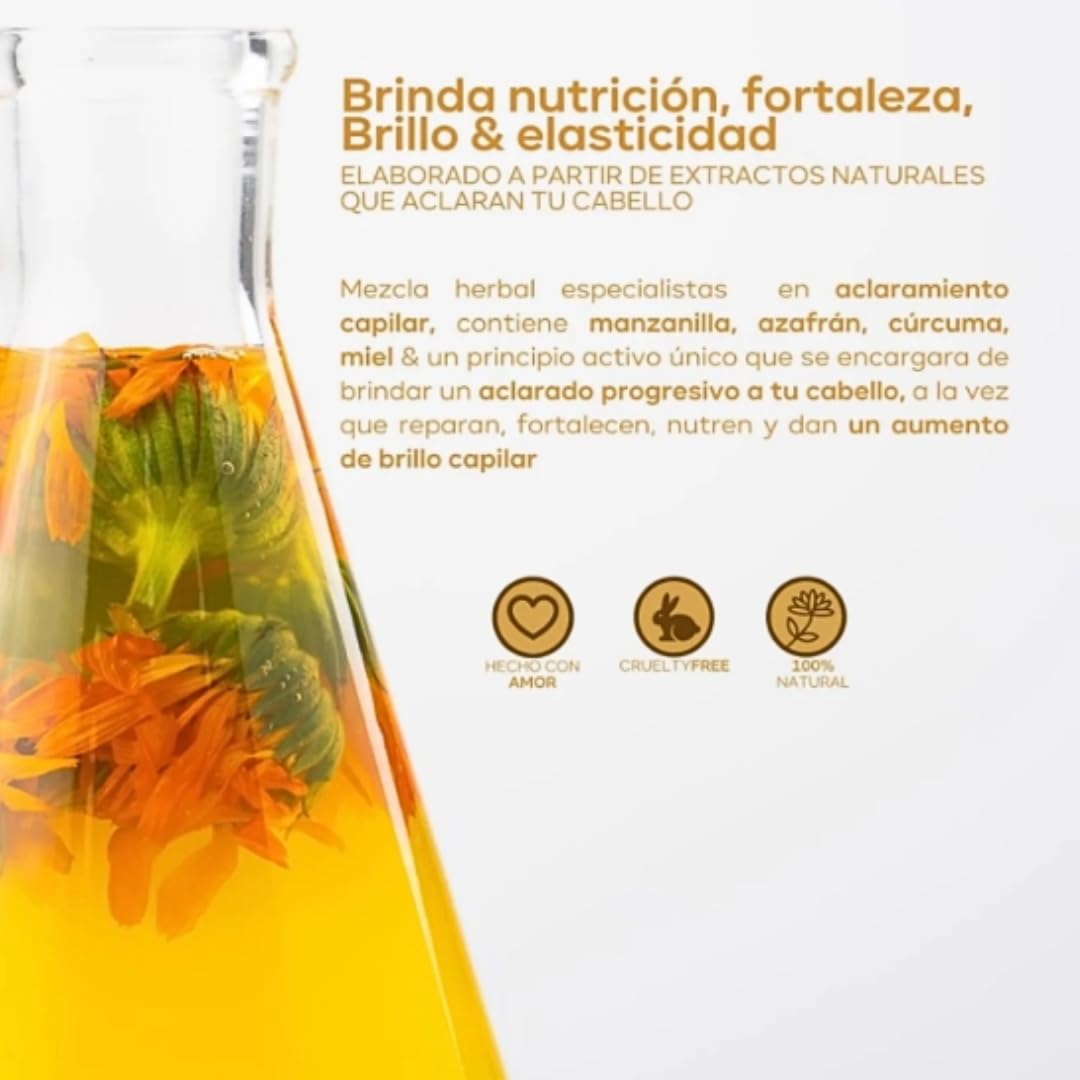 Ammonia free botanical hair mist for progressive hair lightening and enhanced shine application