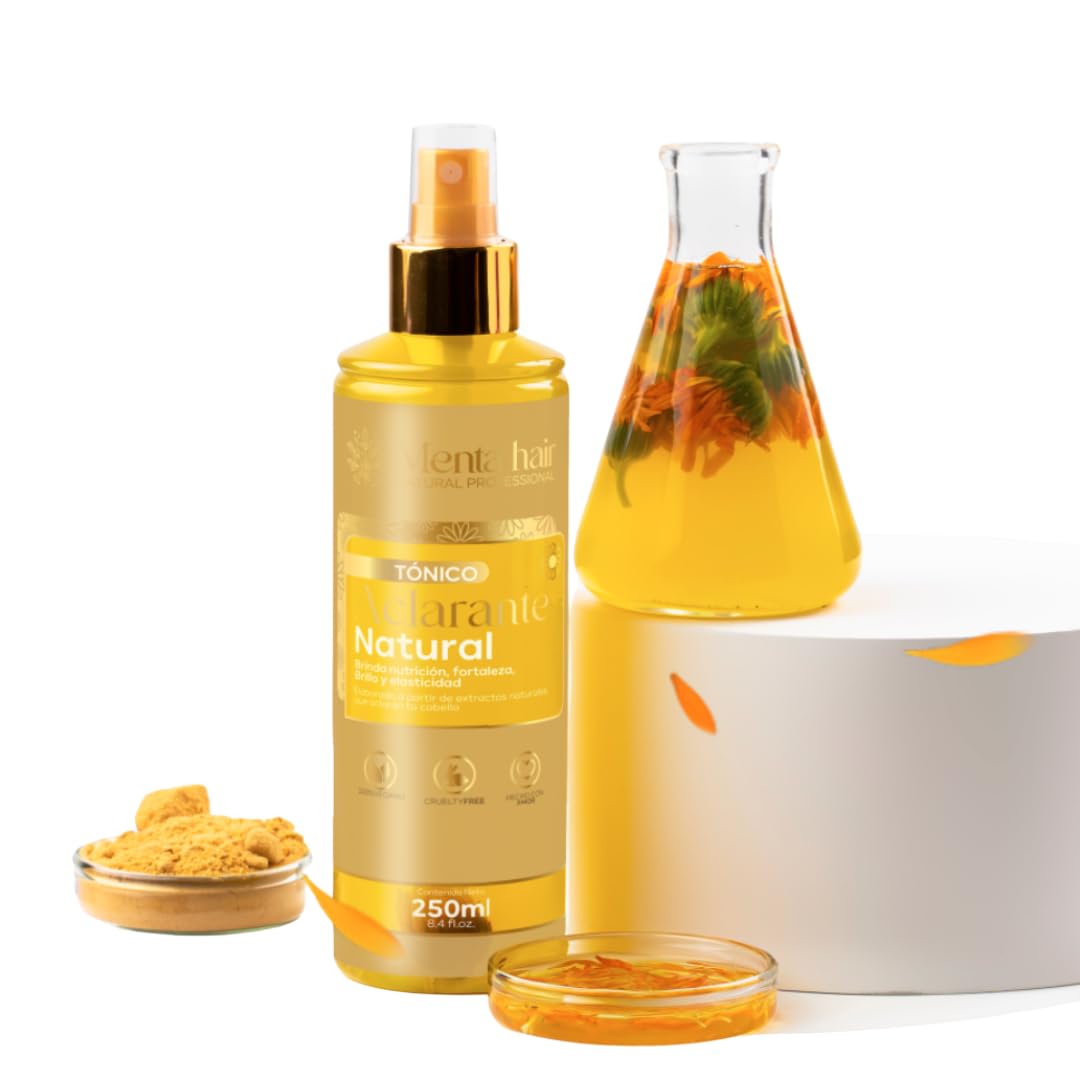 Isarena Beautyline's Menta Hair Tónico Aclarante packaging detailing clean vegan ingredients and application steps