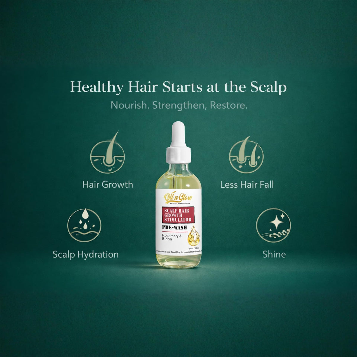 Applying a few drops of OilnGlow pre-shampoo serum directly to the scalp parting