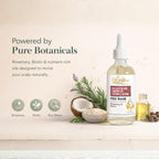 OilnGlow 9-in-1 hair growth treatment bottle alongside fresh rosemary leaves