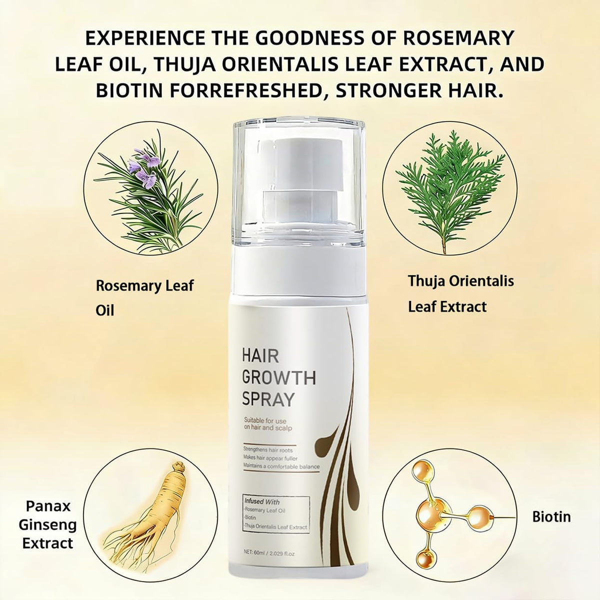 Narvokey botanical hair spray with thuja orientalis leaf extract for natural root stimulation.
